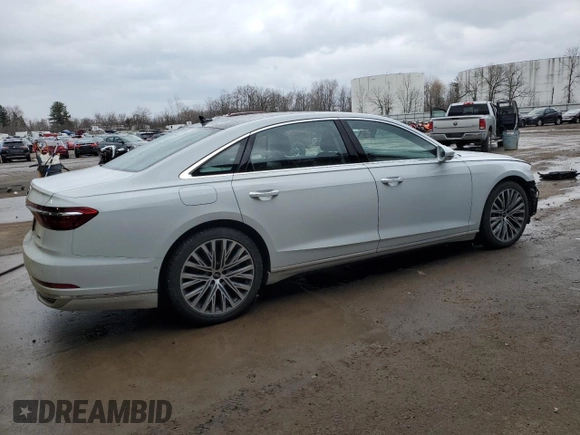 2021 Audi A8 with VIN WAU8DAF84MN016847, listed as a Copart auction lot 49464765 with 29,676 mi miles and Salvage Title. Bid and sale history available at carsss.com. Image 3.
