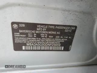 2013 BMW 3 Series 328i with VIN WBA3A5G50DNP25659, listed as a Copart auction lot 47599185 with 175,703 mi miles and Salvage Title. Bid and sale history available at carsss.com. Image 12.