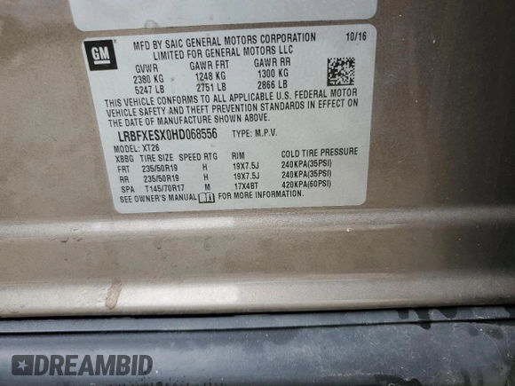 2017 Buick Envision Premium I with VIN LRBFXESX0HD068556, listed as a Copart auction lot 53020855 with 85,073 mi miles and Salvage Title. Bid and sale history available at DreamBid. Image 13.