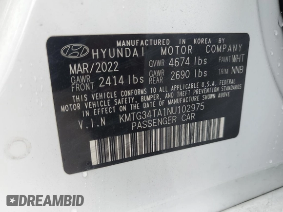 2022 Genesis G70 2.0T z VIN KMTG34TA1NU102975, wystawiony jako Copart lot #47460345 z przebiegiem 30 029 mil mil oraz Szkoda całkowita • Salvage title. Historia ofert i sprzedaży dostępna na DreamBid. Obrazek 13.