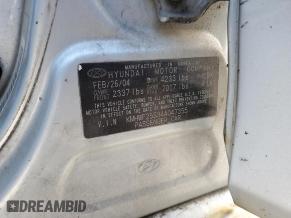 2004 Hyundai Sonata with VIN KMHWF25S34A047355, listed as a Copart auction lot 77249694 with 280,654 mi miles and Salvage Title. Bid and sale history available at carsss.com. Image 14.
