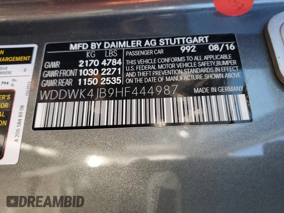 2017 Mercedes-Benz C 300 with VIN WDDWK4JB9HF444987, listed as a Copart auction lot 83881354 with 22,000 mi miles and Salvage Title. Bid and sale history available at DreamBid. Image 15.