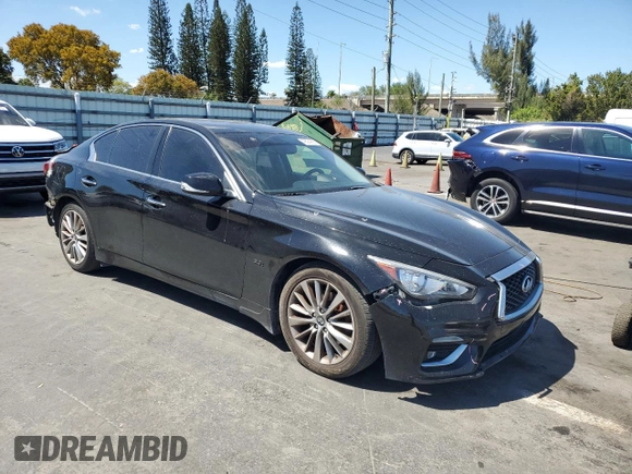 2018 Infiniti Q50 Luxe with VIN JN1EV7AP7JM350153, listed as a Copart auction lot 49594995 with 114,375 mi miles and Salvage title. Bid and sale history available at DreamBid. Image 4.