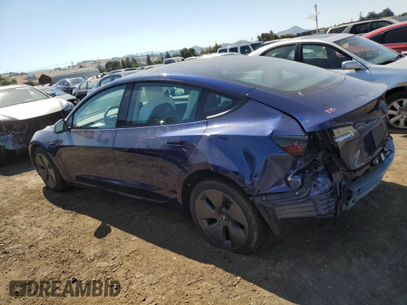 2022 Tesla Model 3 with VIN 5YJ3E1EA0NF361050, listed as a Copart auction lot 62446144 with 38,808 mi miles and Salvage Title. Bid and sale history available at carsss.com. Image 2.