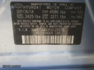 2015 Hyundai Sonata Hybrid Limited with VIN KMHEC4A42FA129376, listed as a Copart auction lot 46875685 with 138,188 mi miles and Salvage Title. Bid and sale history available at carsss.com. Image 15.
