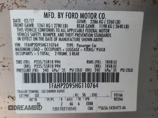 2017 Ford Taurus SE with VIN 1FAHP2D95HG110764, listed as a Copart auction lot 77417144 with 94,881 mi miles and Salvage Title. Bid and sale history available at DreamBid. Image 14.