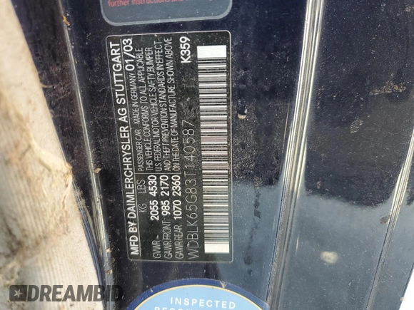 2003 Mercedes-Benz CLK 320 z VIN WDBLK65G83T140587, wystawiony jako Copart lot #75509024 z przebiegiem Nie podano mil oraz Szkoda całkowita • Salvage title. Historia ofert i sprzedaży dostępna na DreamBid. Obrazek 13.