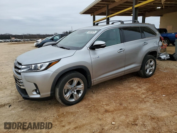 2019 Toyota Highlander Hybrid Limited with VIN 5TDDGRFHXKS075626, listed as a Copart auction lot 46043425 with 47,137 mi miles and Clean title. Bid and sale history available at DreamBid. Image 1.