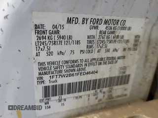 2015 Ford F-250 Lariat с VIN 1FT7W2B61FED46404, выставлен на аукционе IAAI как лот 42566193 с пробегом 306 588 миль миль и . История ставок и продаж доступна на DreamBid. Изображение 39.