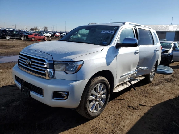 2018 Toyota Sequoia Platinum with VIN 5TDDY5G11JS158125, listed as a Copart auction lot 47347404 with 105,169 mi miles. Bid and sale history available at carsss.com. Image 1.