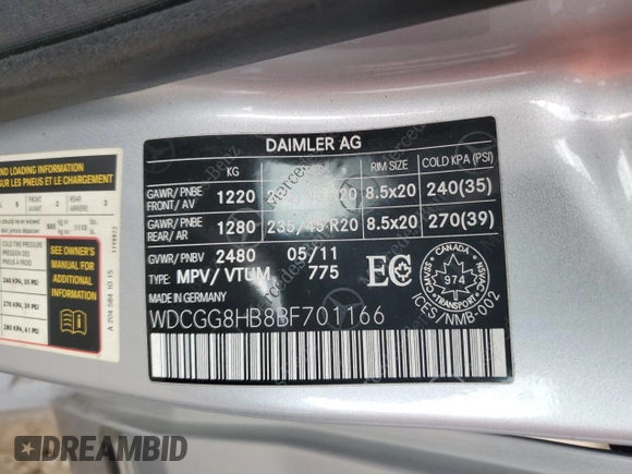 2011 Mercedes-Benz GLK 350 with VIN WDCGG8HB8BF701166, listed as a Copart auction lot 73308204 with 191,070 mi miles and Salvage Title. Bid and sale history available at DreamBid. Image 13.