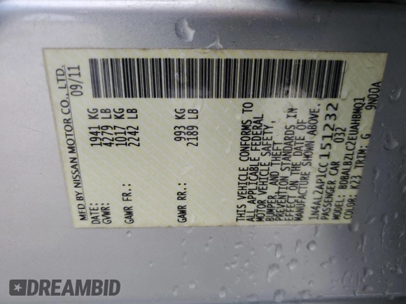 2012 Nissan Altima 2.5 S with VIN 1N4AL2AP1CC151232, listed as a Copart auction lot 50958025 with 146,389 mi miles and Salvage Title. Bid and sale history available at carsss.com. Image 13.