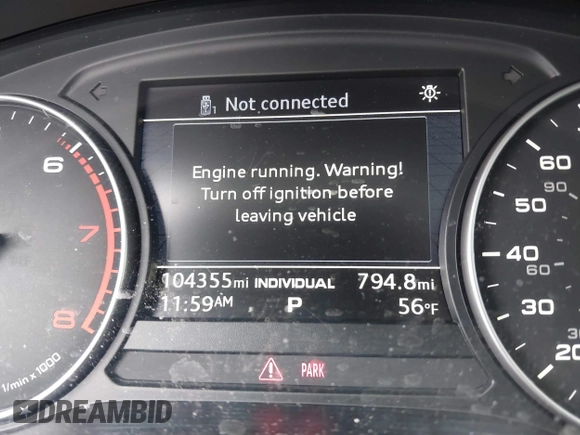 2017 Audi A4 Premium with VIN WAUGNAF4XHN005847, listed as a IAAI auction lot 41791442 with 104,355 mi miles. Bid and sale history available at carsss.com. Image 7.