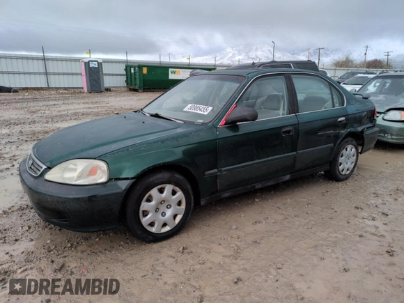 2000 Honda Civic LX with VIN 2HGEJ6676YH512977, listed as a Copart auction lot 50985455 with 242,759 mi miles and Salvage Title. Bid and sale history available at DreamBid. Image 1.