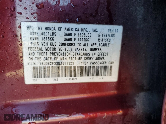 2016 Acura ILX with VIN 19UDE2F33GA011323, listed as a Copart auction lot 87594655 with 126,375 mi miles and Salvage Title. Bid and sale history available at carsss.com. Image 13.