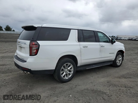 2023 Chevrolet Suburban Premier with VIN 1GNSKFKDXPR253331, listed as a Copart auction lot 52306795 with 50,363 mi miles and Clean Title. Bid and sale history available at DreamBid. Image 3.