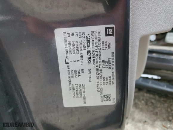 2011 Chevrolet Silverado 1500 LT with VIN 1GCRCSE07BZ176836, listed as a Copart auction lot 46602915 with 87,593 mi miles and Salvage Title. Bid and sale history available at carsss.com. Image 12.