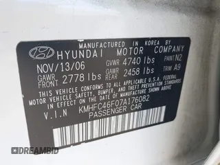 2007 Hyundai Azera SE z VIN KMHFC46F07A176082, wystawiony jako IAAI lot #42163164 z przebiegiem 146 021 mil mil oraz . Historia ofert i sprzedaży dostępna na DreamBid. Obrazek 9.