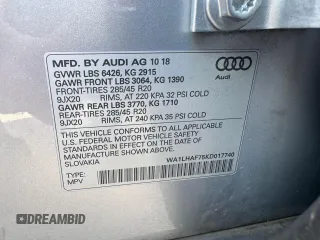 2019 Audi Q7 Premium Plus with VIN WA1LHAF75KD017740, listed as a Copart auction lot 66764355 with 120,399 mi miles and Clean title. Bid and sale history available at DreamBid. Image 10.