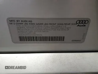 2013 Audi S8 with VIN WAUD2AFD2DN009929, listed as a Copart auction lot 43842533 with 0 mi miles and Salvage Title. Bid and sale history available at carsss.com. Image 13.
