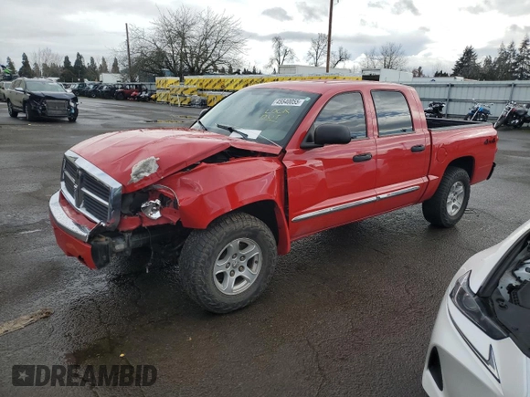 2005 Dodge Dakota Laramie with VIN 1D7HW58N65S227595, listed as a Copart auction lot 45540055 with 155,717 mi miles and Salvage Title. Bid and sale history available at DreamBid. Image 1.