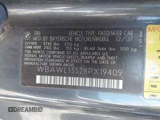 2008 BMW 3 Series 328i с VIN WBAWL13528PX19409, выставлен на аукционе IAAI как лот 42306989 с пробегом Не указан миль и . История ставок и продаж доступна на DreamBid. Изображение 9.