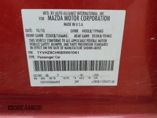 2011 Mazda 6 i Touring with VIN 1YVHZ8CH6B5M01061, listed as a Copart auction lot 56033865 with 200,929 mi miles and Clean title. Bid and sale history available at DreamBid. Image 12.
