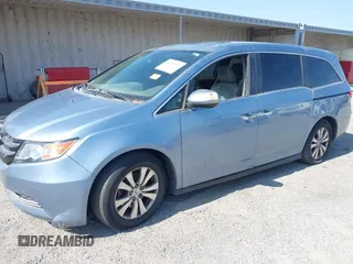 2014 Honda Odyssey EX-L with VIN 5FNRL5H65EB103900, listed as a IAAI auction lot 42592359 with 53,276 mi miles and . Bid and sale history available at DreamBid. Image 2.