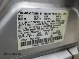 2003 Nissan Altima S with VIN 1N4AL11D03C340213, listed as a Copart auction lot 76395914 with 226,076 mi miles and Salvage Title. Bid and sale history available at carsss.com. Image 14.