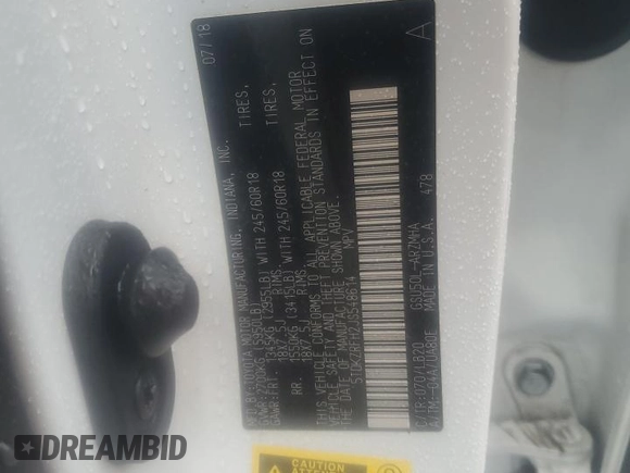 2018 Toyota Highlander SE z VIN 5TDKZRFH2JS548614, wystawiony jako Copart lot #45103245 z przebiegiem Nie podano mil oraz Szkoda całkowita • Salvage title. Historia ofert i sprzedaży dostępna na DreamBid. Obrazek 14.