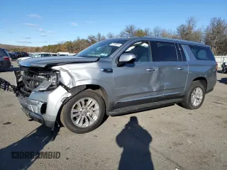 2023 GMC Yukon XL SLT with VIN 1GKS2GKD6PR424062, listed as a Copart auction lot 87188014 with 34,091 mi miles and Salvage Title. Bid and sale history available at carsss.com. Image 1.