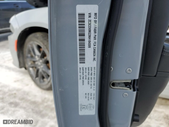 2022 Dodge Charger GT with VIN 2C3CDXMG3NH184309, listed as a Copart auction lot 46615515 with 0 mi miles and Salvage Title. Bid and sale history available at carsss.com. Image 12.
