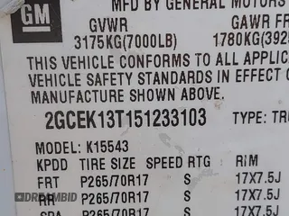 2005 Chevrolet Silverado 1500 LS with VIN 2GCEK13T151233103, listed as a IAAI auction lot 41656738 with 216,008 mi miles. Bid and sale history available at carsss.com. Image 9.