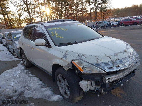 2004 Nissan Murano SE with VIN JN8AZ08W34W325753, listed as a IAAI auction lot 38803537 with 1 mi miles. Bid and sale history available at carsss.com. Image 1.