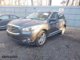2013 Infiniti JX35 with VIN 5N1AL0MM5DC301792, listed as a IAAI auction lot 41554519 with 186,917 mi miles. Bid and sale history available at carsss.com. Image 2.