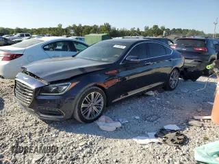2019 Genesis G80 3.8L with VIN KMTFN4JE1KU328151, listed as a Copart auction lot 76100034 with 52,260 mi miles and Salvage Title. Bid and sale history available at DreamBid. Image 1.