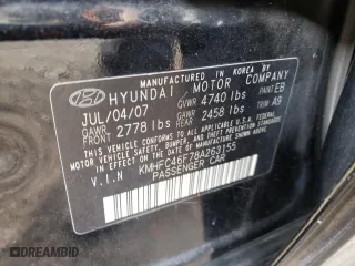 2008 Hyundai Azera Limited with VIN KMHFC46F78A263155, listed as a Copart auction lot 75874974 with 114,857 mi miles and Salvage Title. Bid and sale history available at carsss.com. Image 15.