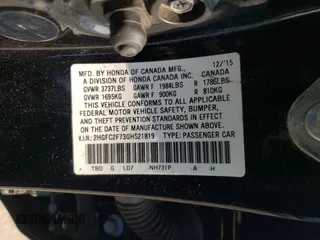 2016 Honda Civic Sedan EX with VIN 2HGFC2F73GH521819, listed as a Copart auction lot 65347194 with 0 mi miles and Salvage Title. Bid and sale history available at carsss.com. Image 14.