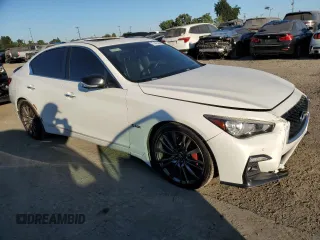 2019 Infiniti Q50 RED SPORT 400 with VIN JN1FV7AP9KM760409, listed as a Copart auction lot 87767605 with 96,589 mi miles and Salvage Title. Bid and sale history available at carsss.com. Image 4.