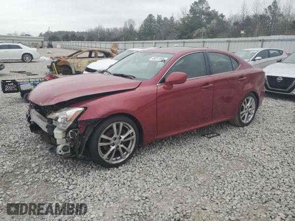 2007 Lexus IS with VIN JTHBK262875040801, listed as a Copart auction lot 48051995 with 153,815 mi miles and Salvage Title. Bid and sale history available at carsss.com. Image 1.