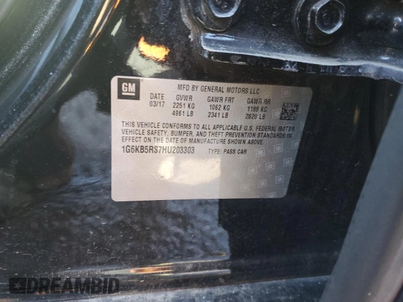 2017 Cadillac CT6 AWD z VIN 1G6KB5RS7HU203303, wystawiony jako Copart lot #51937955 z przebiegiem 189 292 mil mil oraz Szkoda całkowita • Salvage title. Historia ofert i sprzedaży dostępna na DreamBid. Obrazek 12.