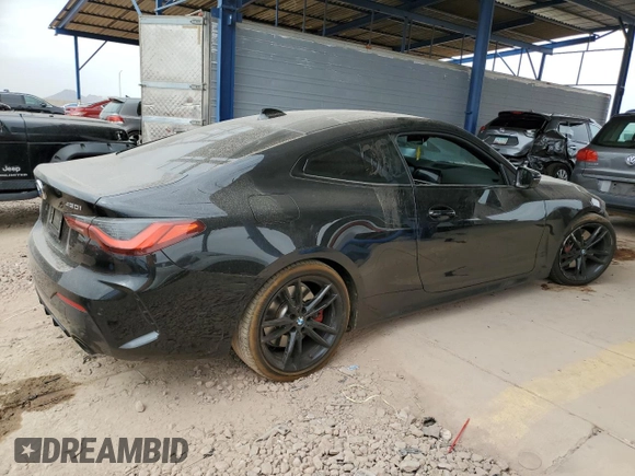 2021 BMW 4 Series 430i with VIN WBA53AP01MCF92750, listed as a Copart auction lot 43817115 with 61,291 mi miles and Salvage Title. Bid and sale history available at DreamBid. Image 3.