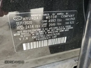 2021 Genesis G70 3.3T with VIN KMTG74LE2MU074206, listed as a Copart auction lot 78520174 with Not Provided miles and Salvage Title. Bid and sale history available at carsss.com. Image 13.