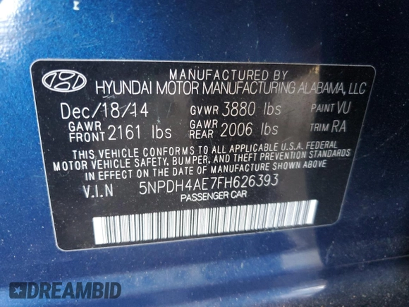 2015 Hyundai Elantra SE z VIN 5NPDH4AE7FH626393, wystawiony jako Copart lot #58972465 z przebiegiem 152 854 mil mil oraz Czysty tytuł • Clean title. Historia ofert i sprzedaży dostępna na DreamBid. Obrazek 12.
