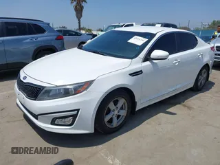 2015 Kia Optima LX with VIN KNAGM4A78F5661726, listed as a IAAI auction lot 42161244 with 105,521 mi miles. Bid and sale history available at carsss.com. Image 2.