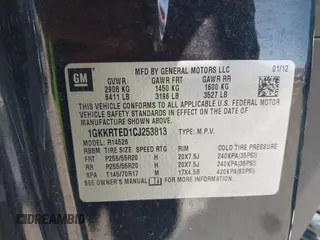 2012 GMC Acadia Denali with VIN 1GKKRTED1CJ253813, listed as a IAAI auction lot 42581652 with 151,621 mi miles and . Bid and sale history available at DreamBid. Image 9.