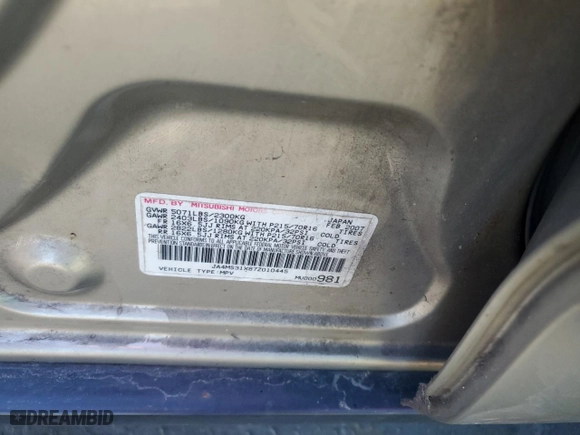 2007 Mitsubishi Outlander ES with VIN JA4MS31X87Z010445, listed as a Copart auction lot 87654255 with 276,181 mi miles and Salvage Title. Bid and sale history available at carsss.com. Image 16.