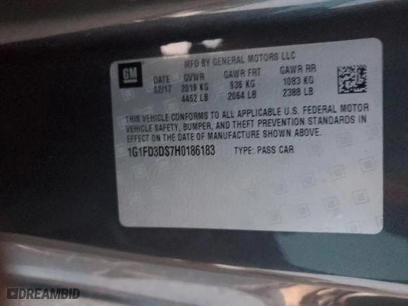 2017 Chevrolet Camaro 2LT with VIN 1G1FD3DS7H0186183, listed as a Copart auction lot 84619414 with 134,872 mi miles and Salvage Title. Bid and sale history available at carsss.com. Image 14.