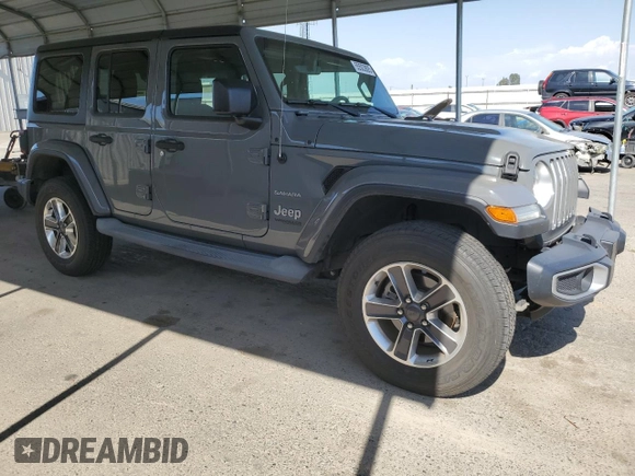 2019 Jeep Wrangler Unlimited Sahara with VIN 1C4HJXEG0KW532685, listed as a Copart auction lot 55503805 with 67,108 mi miles and Salvage title. Bid and sale history available at DreamBid. Image 4.