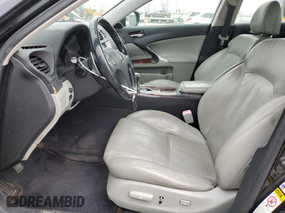 2006 Lexus IS 250 with VIN JTHCK262862007334, listed as a Copart auction lot 52905705 with 210,695 mi miles and Salvage Title. Bid and sale history available at DreamBid. Image 7.